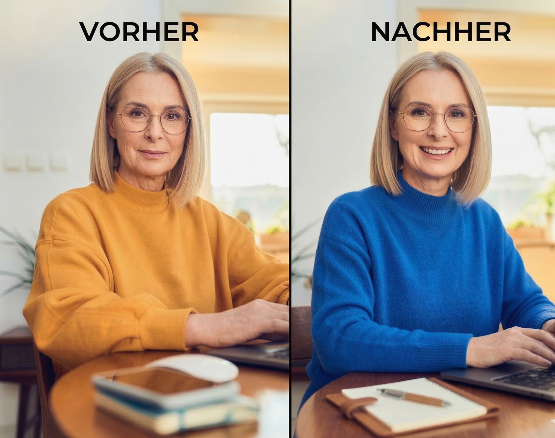 Vorher-Nachher-Vergleich: Mia vor dem Test und nach 90 Tagen