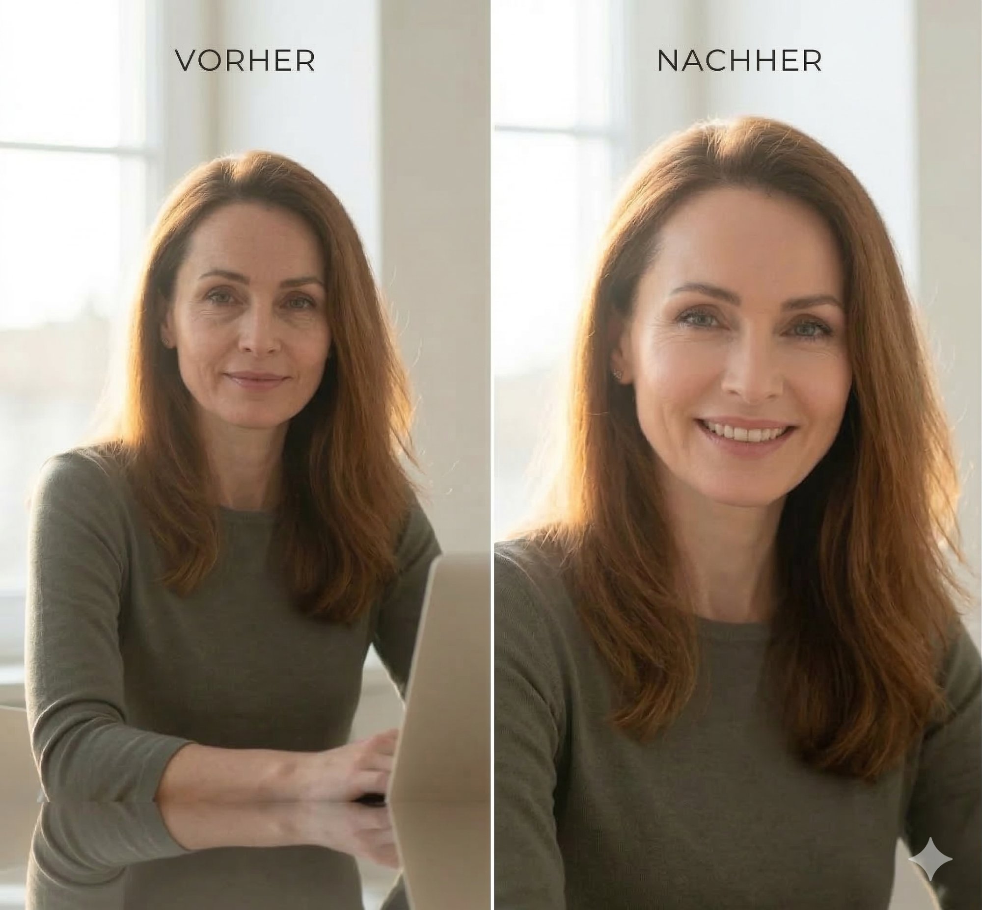 Vorher-Nachher-Vergleich: Mia vor dem Test und nach 90 Tagen