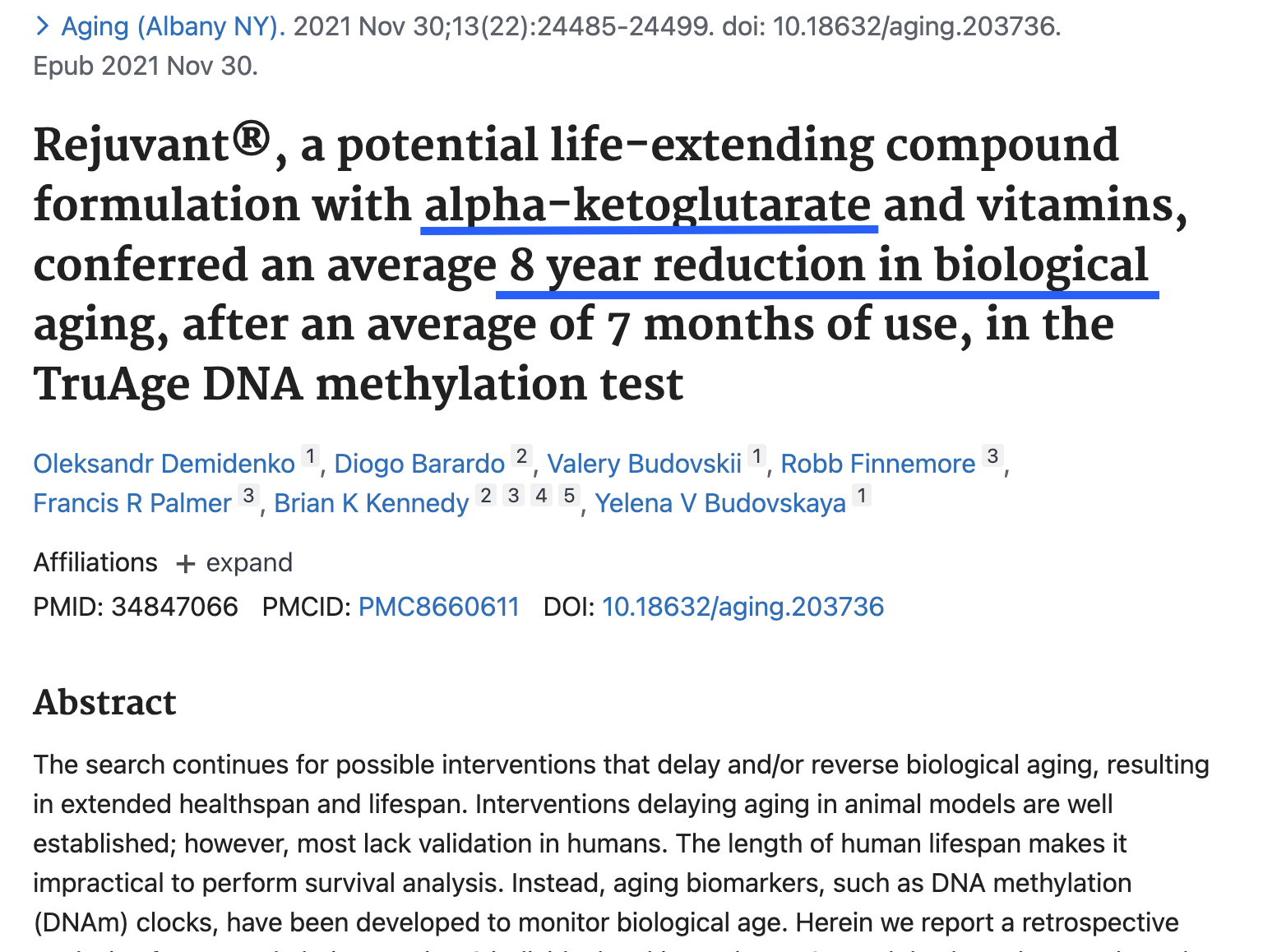 ABLE-Studie: AKG senkt biologisches Alter um 8 Jahre