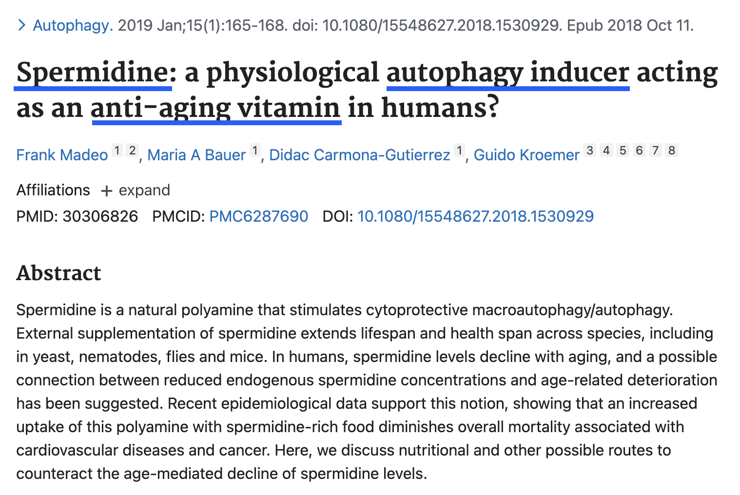 Studie: Spermidin as anti-aging vitamin