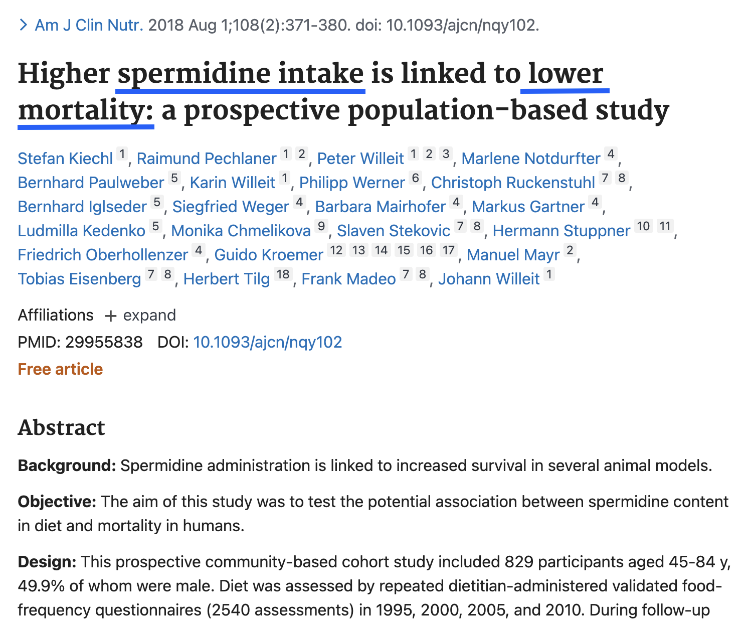 Studie: Spermidin linked to lower mortality